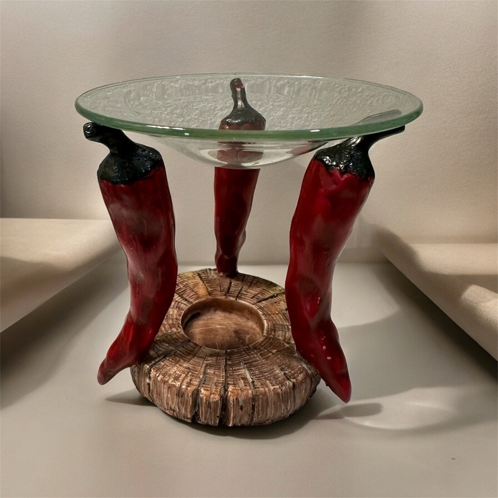 Red Chile Pepper Fruit Vegetable Figurine Candle Votive Jalapeno hot holder veg